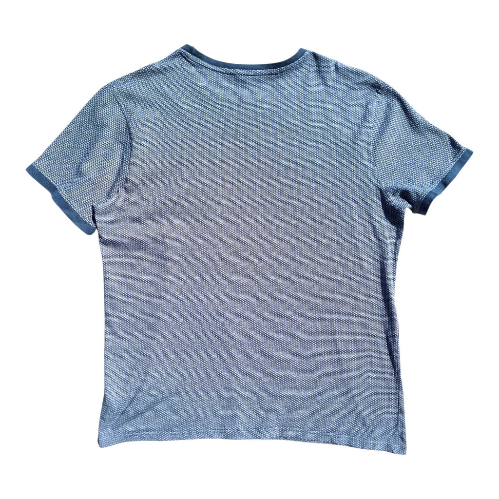Peacocks Blue Peacocks T-Shirt Men's UK Size XL Blue Geometric Pattern Crew Neck Summer