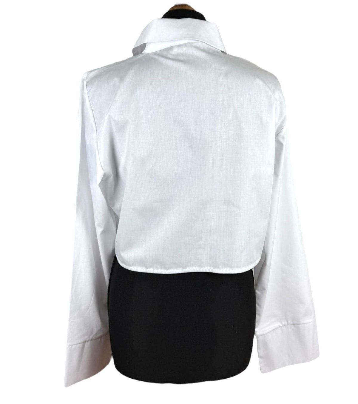 Cropped Shirt Women’s UK Size S White Long Sleeved Button Down Structured Collar