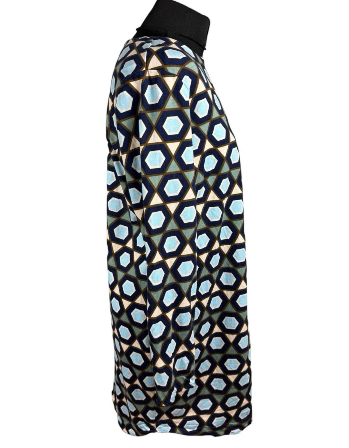 H&M Long Sleeve Mini Dress Women's UK Size M Geometric Retro Print