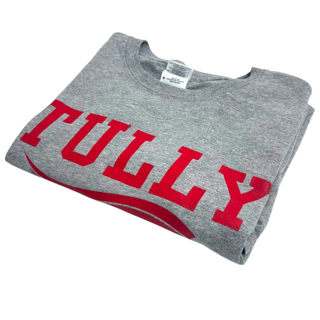 Gildan Gray Tully Lacrosse T-Shirt Men's UK Size M Grey Graphic Print Short Sleeve Crew Neck