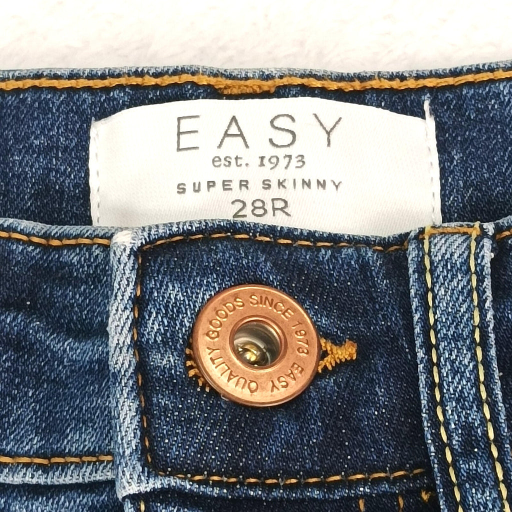 Easy Navy Easy Jeans Men's UK Size W28 L29 Blue 5 Pocket Cotton Rich Denim Zip Front