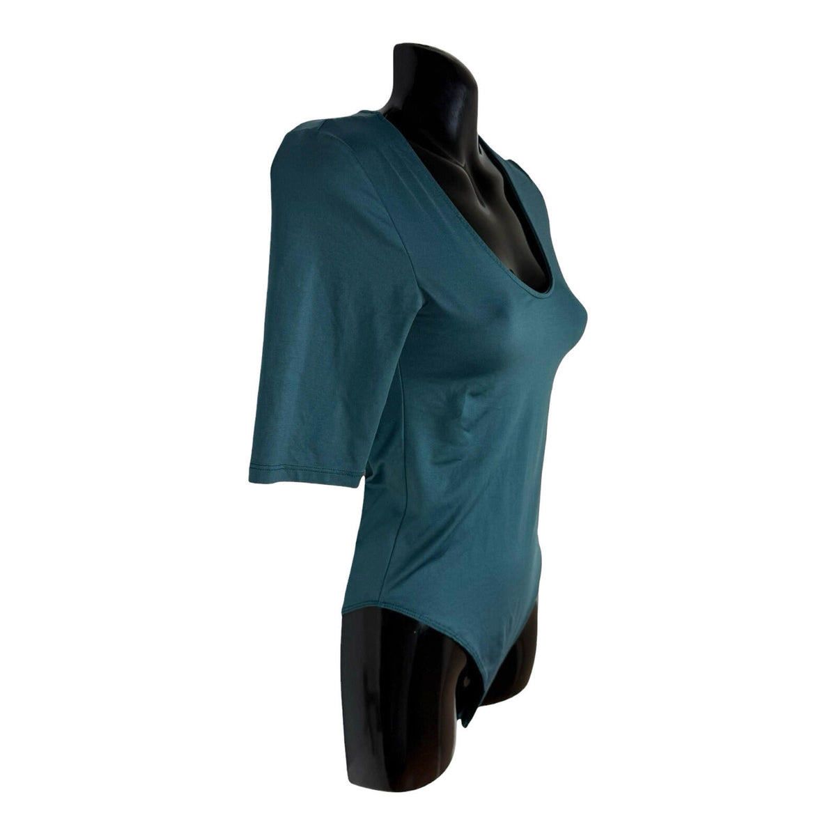 Primark DarkGreen Primark Stretch Bodysuit Top Women's UK Size XS 3/4 Sleeve Dark Green