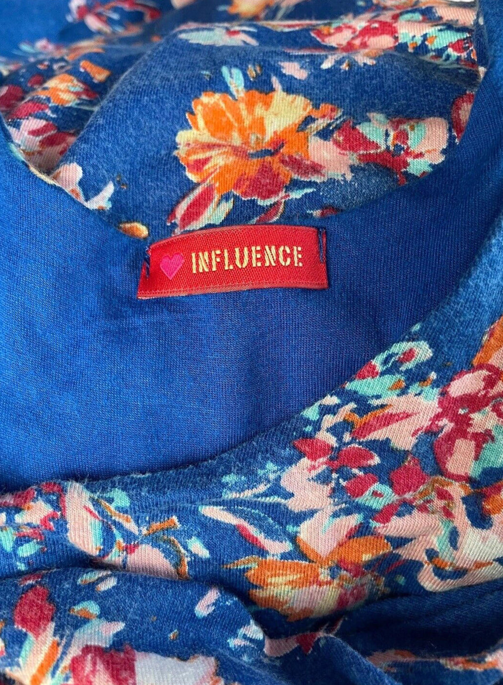 Maxi Dress Blue Floral Racer Back Women's UK Size M (10)