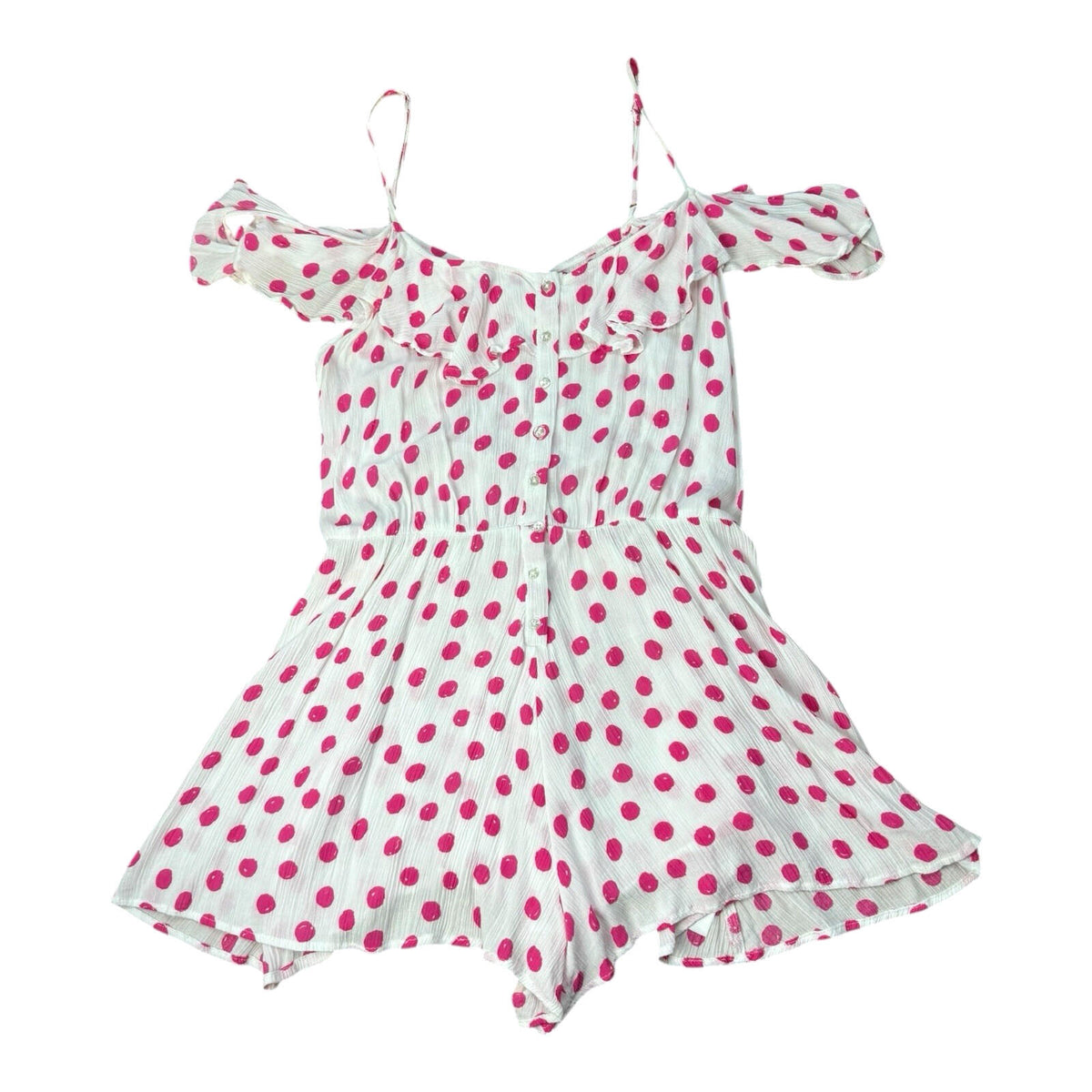 Floozie Polka Dot Playsuit Women's UK Size L Spaghetti Strap Crinkle Effect