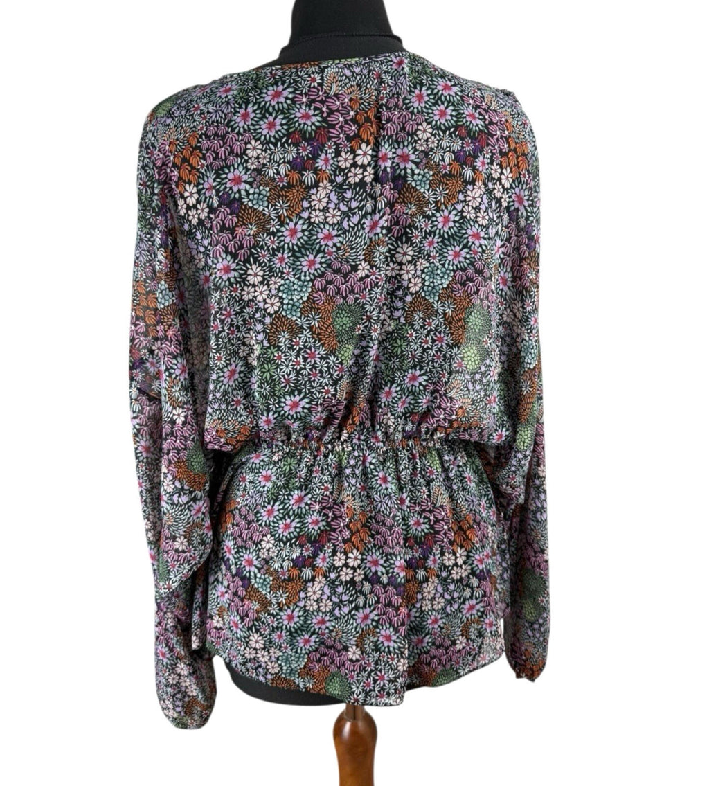 George Black George Floral chiffon Blouse Women's UK Size Multicolour Long Sleeve Semi Sheer