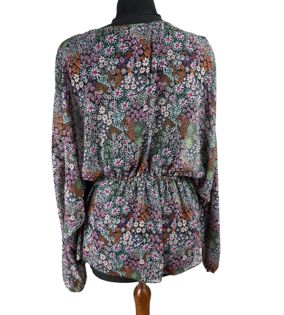 George Black George Floral chiffon Blouse Women's UK Size Multicolour Long Sleeve Semi Sheer