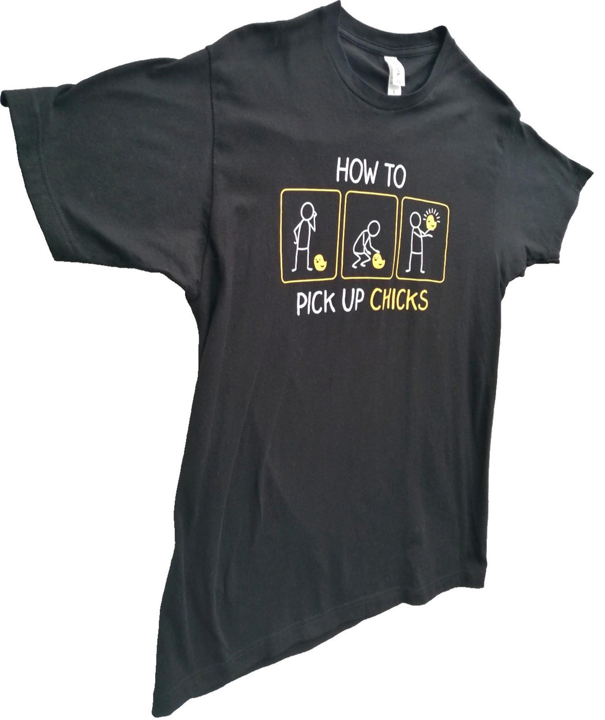 Tultex Black Funny Cute Animal Graphic Print T-Shirt Men's Size L Black Crew Neck 100% Cotton