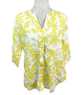 Marks and Spencer Yellow Marks & Spencer Blouse Floral Tunic Style 100% Cotton Women's UK Size 12