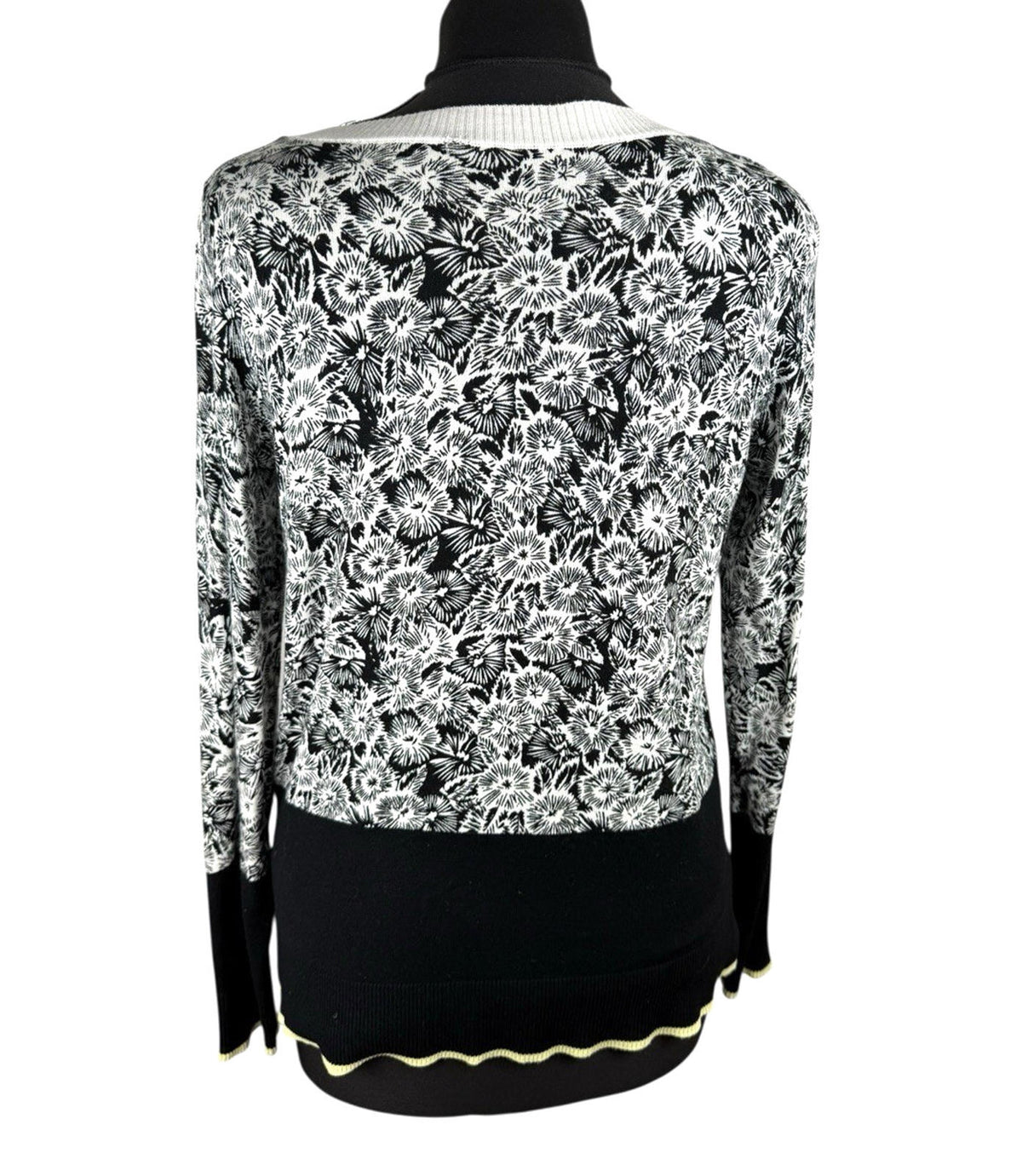 Next Petite Black And White Floral Jumper Thin Petite Women's UK Size 8P