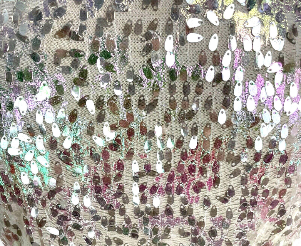 White Sequin Crop Top & Waistcoat Co-Ord Women's UK Size 8 Iridescent Butterfly Detail