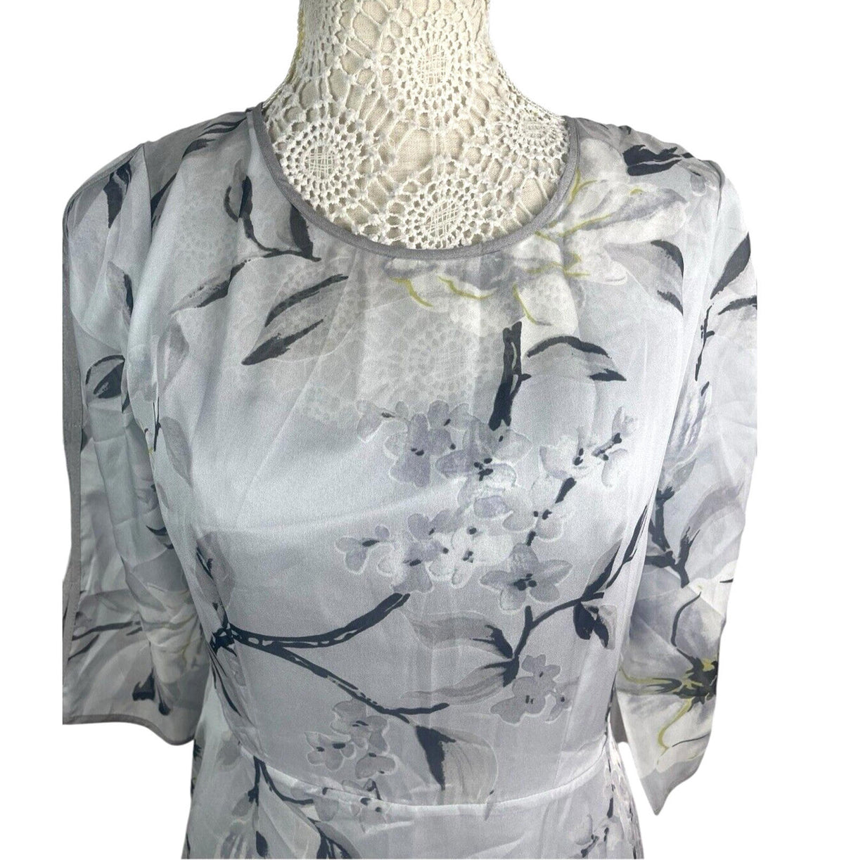 Floryday White Floryday Maxi Dress Silver Floral Occasion Dress A Line Women's UK Size S