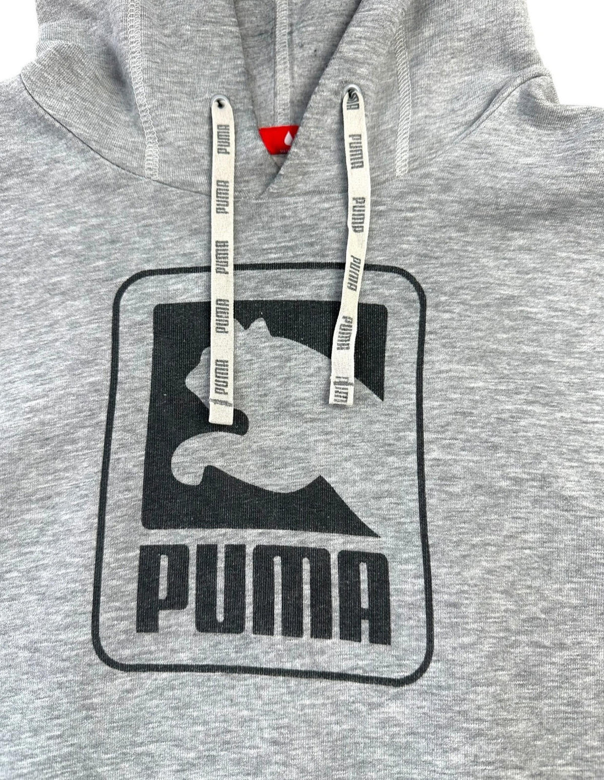 Puma Hoodie Men's UK Size L Grey Label Black Graphic Print Drawstring