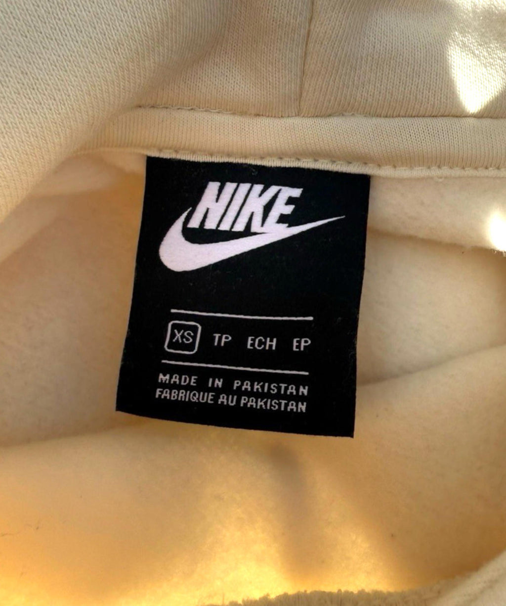 Nike Beige Hooded Sweatshirt Long Sleeve Logo Women's UK Size XS Hoodie