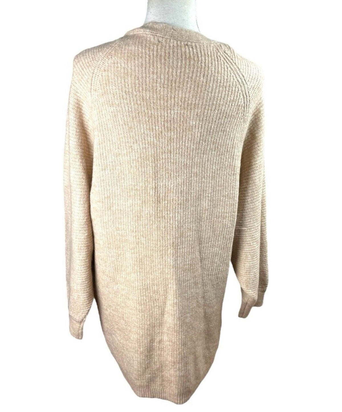 New Look Beige Long Cardigan Soft Touch Relaxed Fit Open Front Women's UK Size S