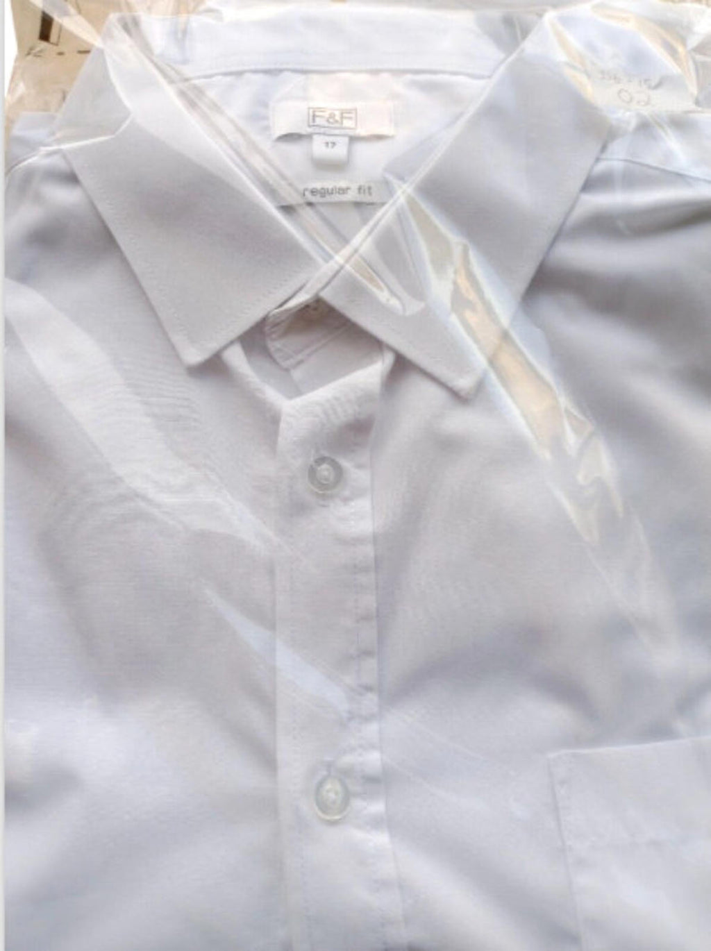F&F White Shirt Long Sleeve Men's UK Size 2XL 46" Chest 17" Collar