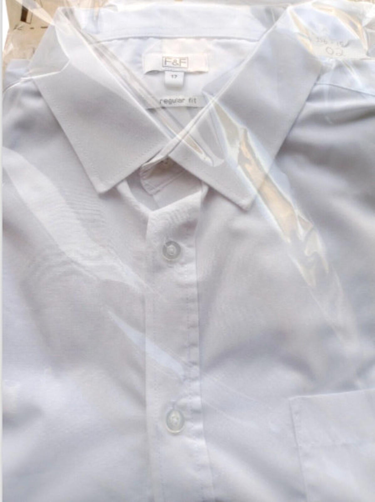 F&F White Shirt Long Sleeve Men's UK Size 2XL 46" Chest 17" Collar
