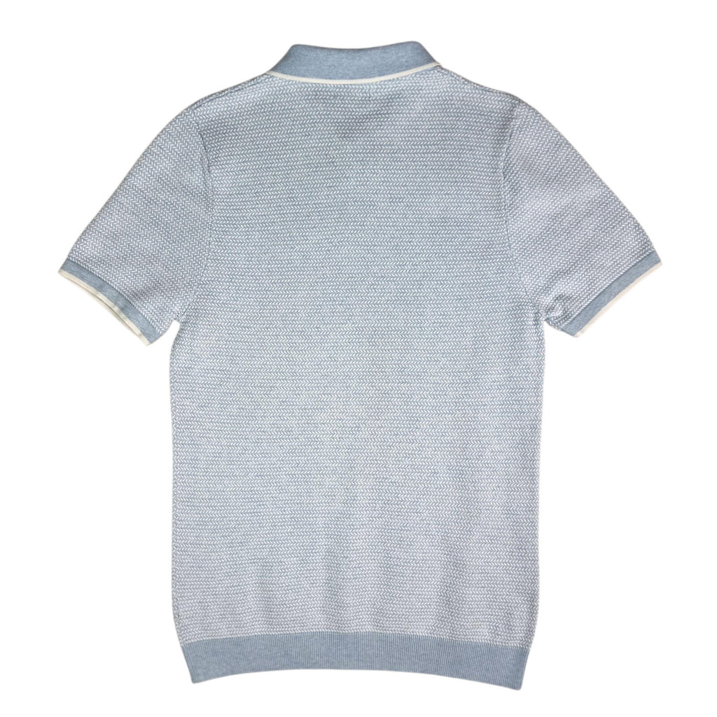 Next LightBlue Next Knit Polo Shirt Men's UK Size S Textured Sky Blue Short Sleeve 100% Cotton