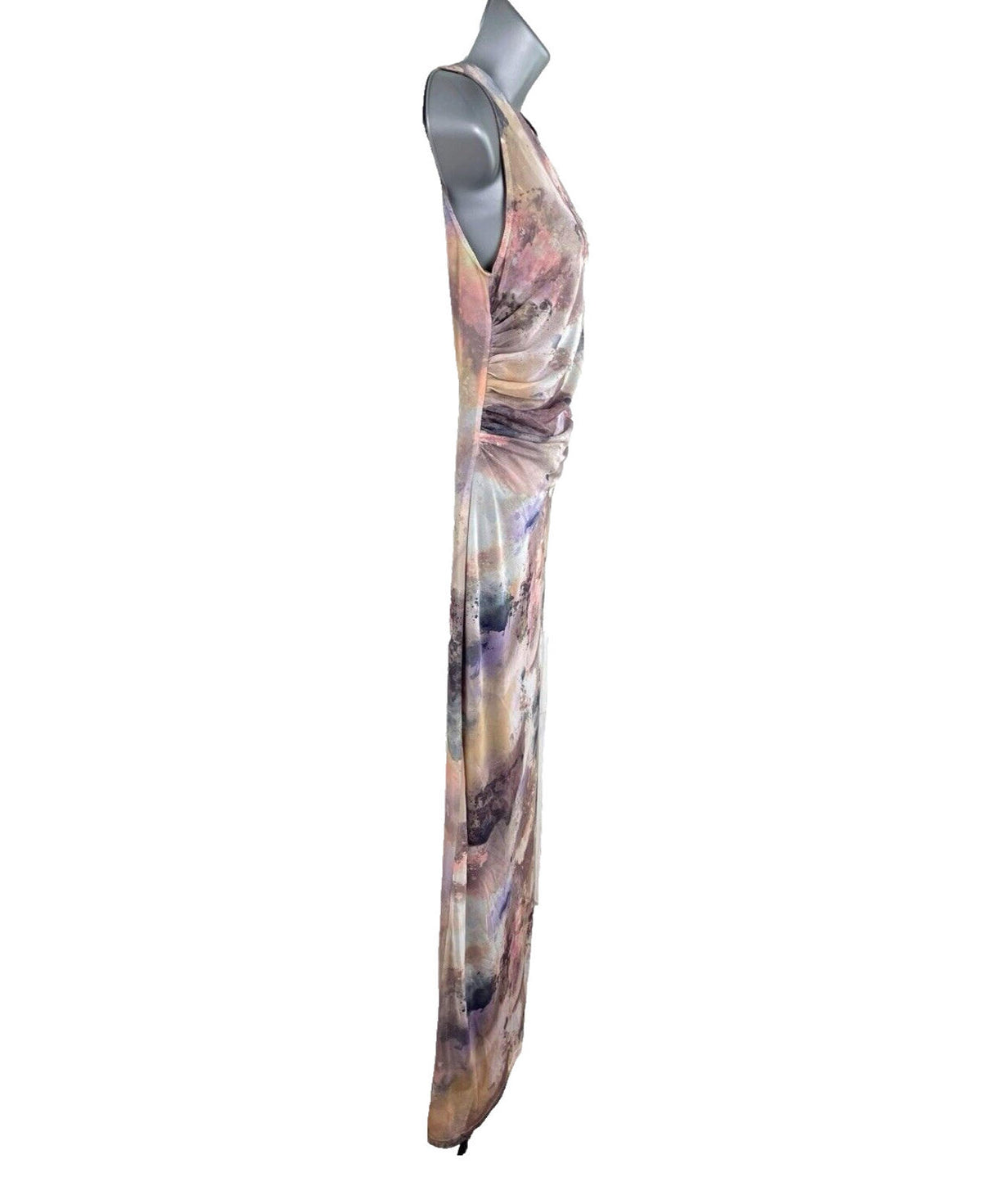 Stradivarius Pastel Maxi Dress Lined Ruffle Side Women’s UK Size XS