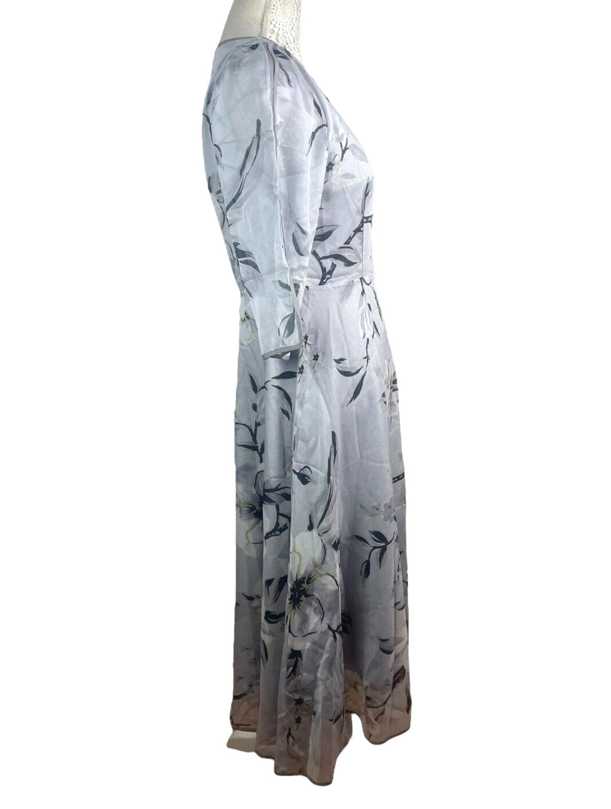 Floryday White Floryday Maxi Dress Silver Floral Occasion Dress A Line Women's UK Size S