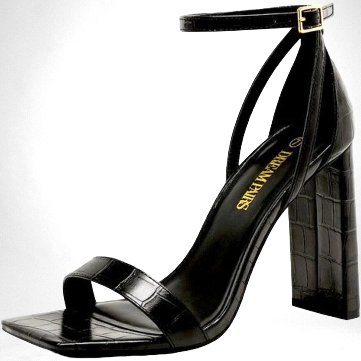 Dream Pairs Black Dream Pairs Faux Block Heel Shoes Square Tie Women's UK Size 6 EU 39