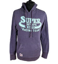 Super Dry Hoodie Women's UK Size S Logo Print Fleece Lined Jersey Purple