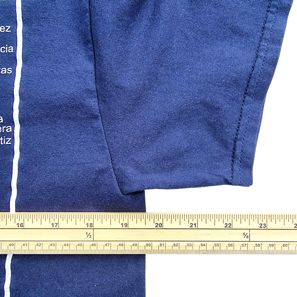Gildan Blue Arrupe Jesuit Graphic Print T-Shirt Men's UK Size M Blue Crew Neck 100% Cotton