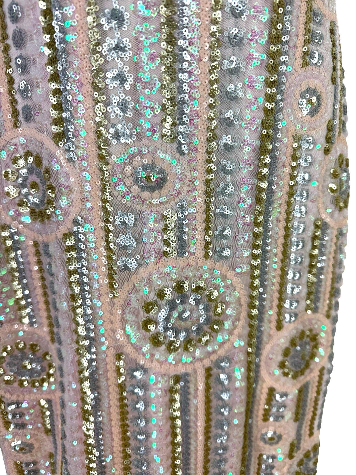 ASOS Beige ASOS Sequin Party Dress Women's UK Size 8 Knee Length Sleeveless Lined Pastel
