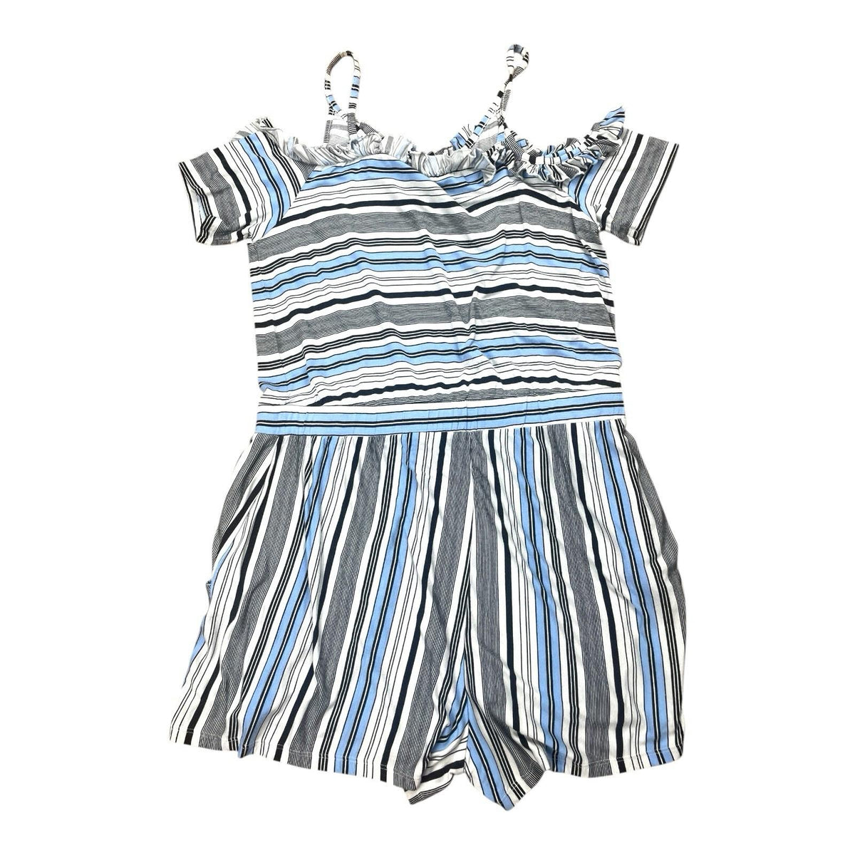 TU Stripe Playsuit Frill Detail Drawstring Waist Women's UK Size 12