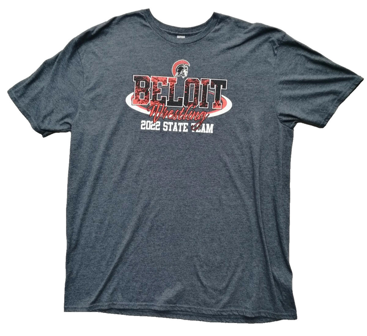 Gildan Gray Beloit Wrestling 2022 Graphic Print T-Shirt Men's Size XL Slate Crew Neck