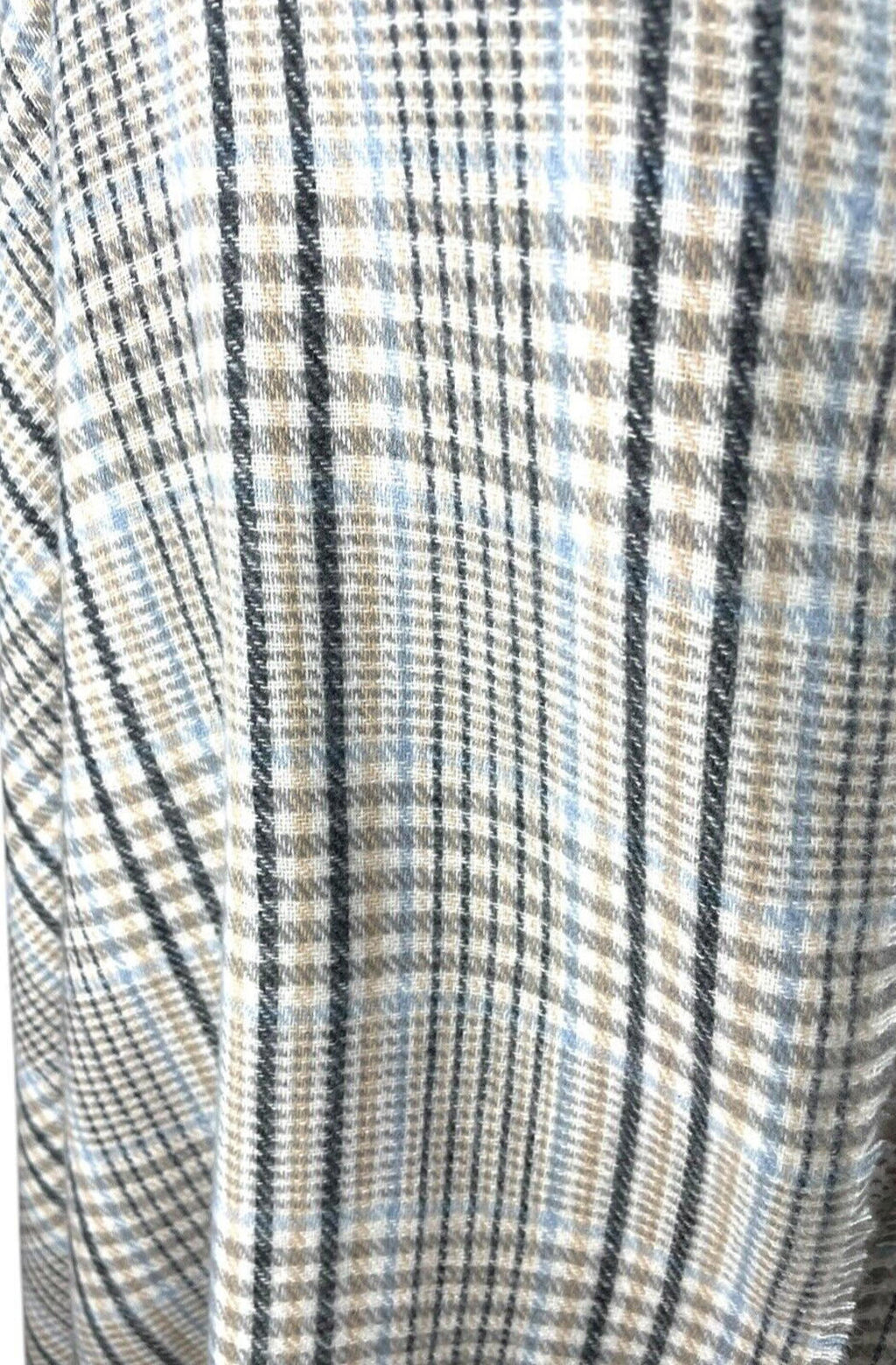 Primark Scarf Shawl Wrap Beige & Blue Checkered XL Soft Touch One Size