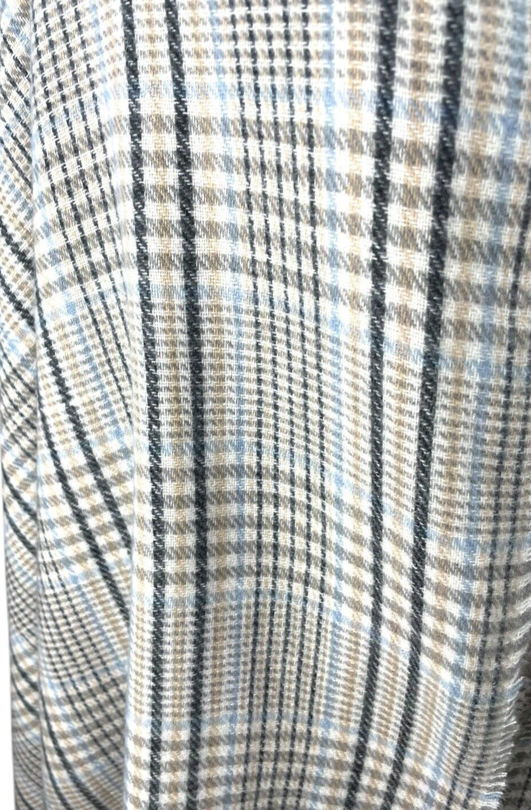 Primark Scarf Shawl Wrap Beige & Blue Checkered XL Soft Touch One Size