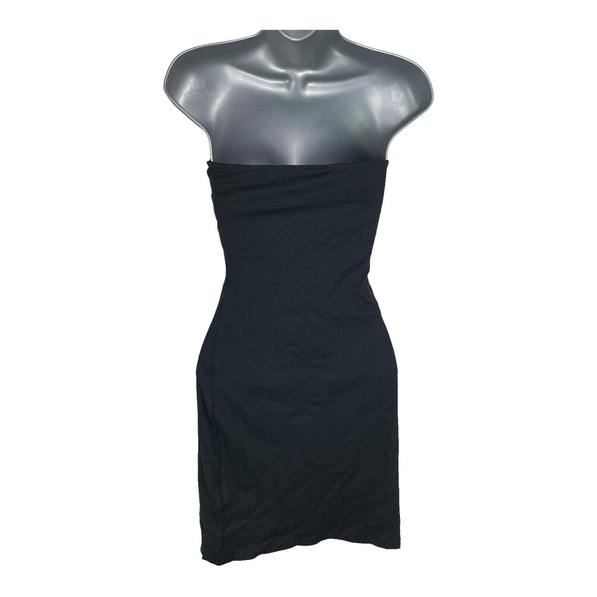 Divided Black Ribbed Strapless Mini Dress