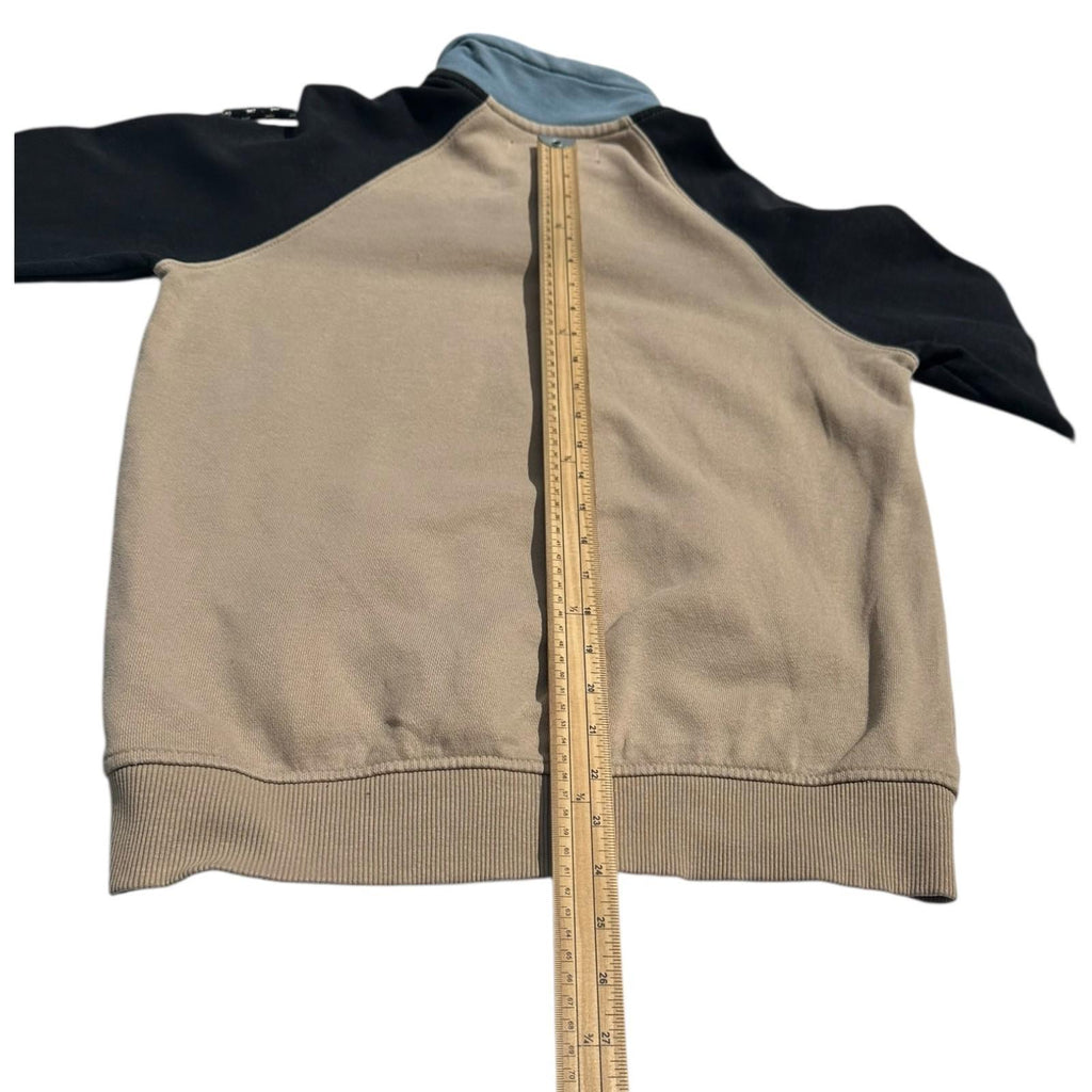 Blend Sweatshirt Men's UK Size S Blue Beige 1/4 Zip Drawstring 100% Cotton