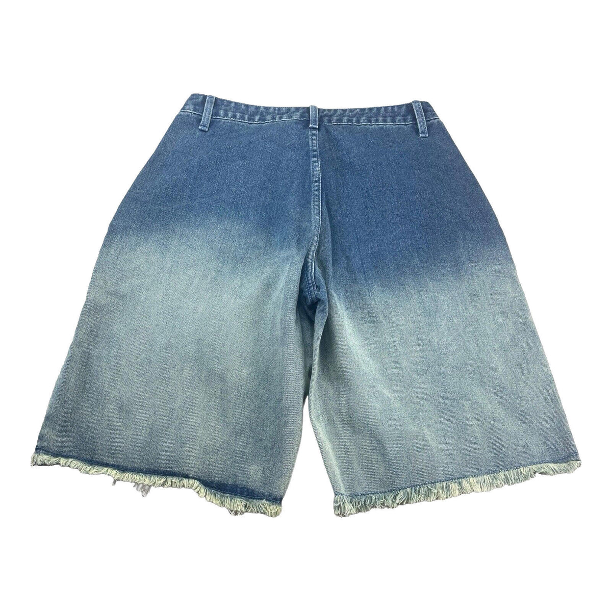 Long Denim Shorts Zipped Front Design Faded Denim Women's UK 8