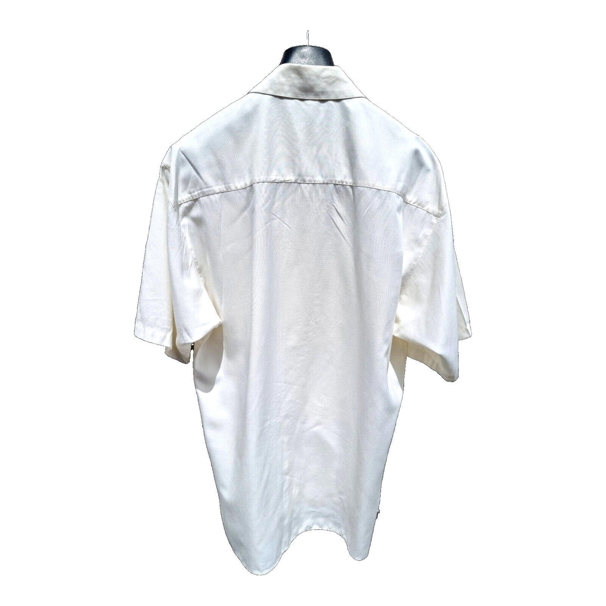 Yesterdays Mens Shirt Cream Ivory Short Sleeve Button Up Smart Casual 15" Collar