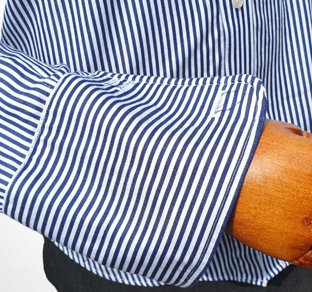 Jasper Conran Shirt Blue & White Stripe 100% Cotton Men's 38" Chest 15" Collar