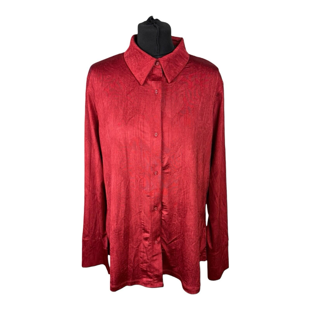 Next Satin Shirt Blouse Women's UK Size 20 Long Sleeve Collared Red
