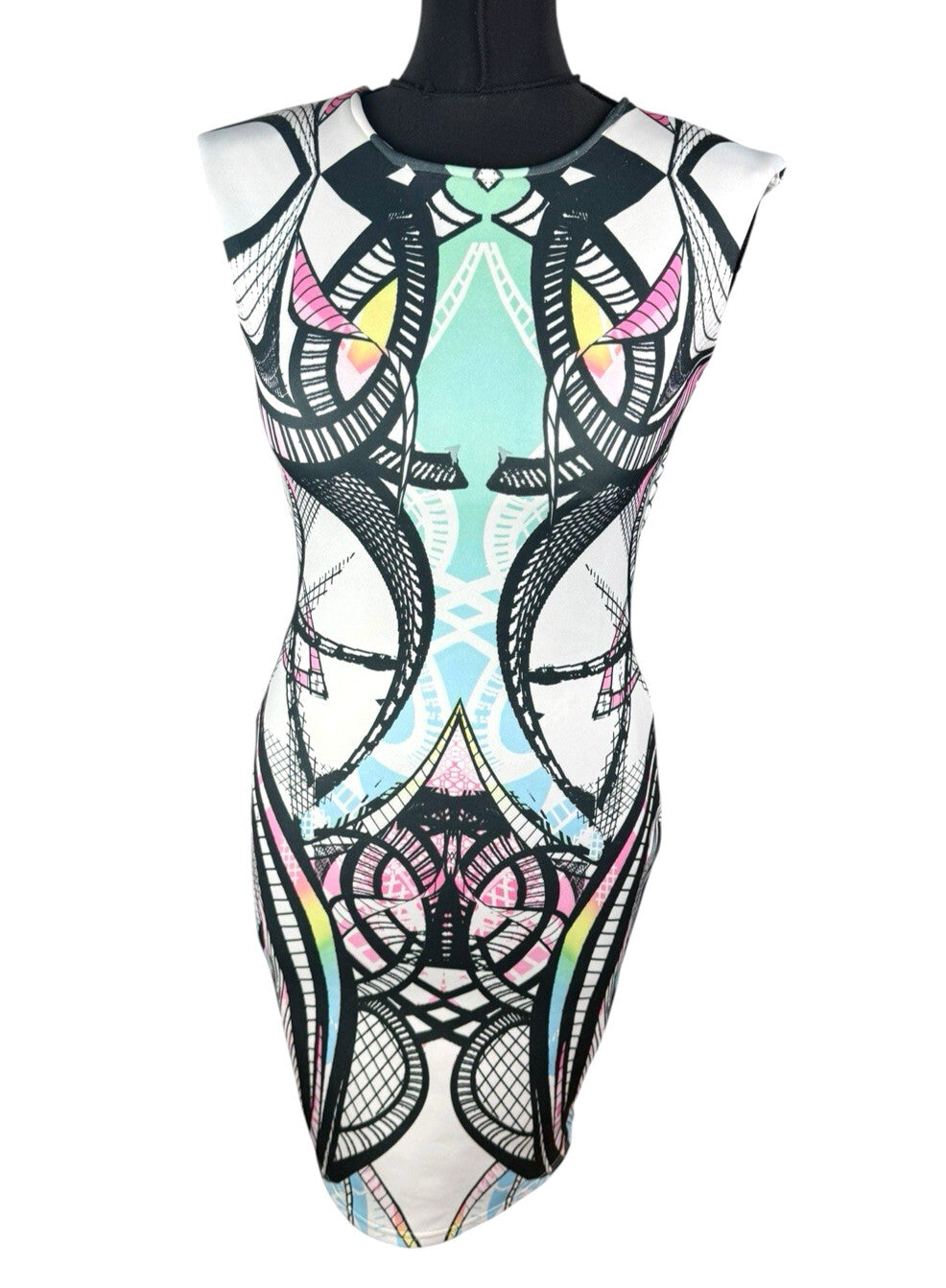 River Island Bodycon Dress Women’s UK Size 10 Knee Length Kaleidoscope Print