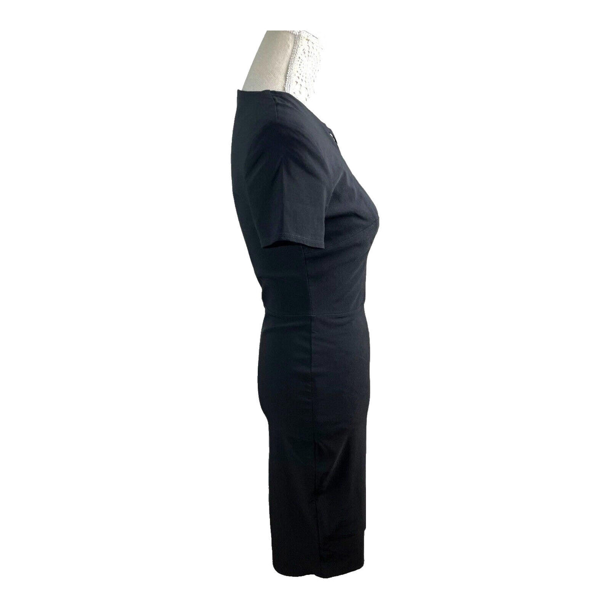Amy Childs Black Midi Dress Fitted Stretch Women's UK Size 12