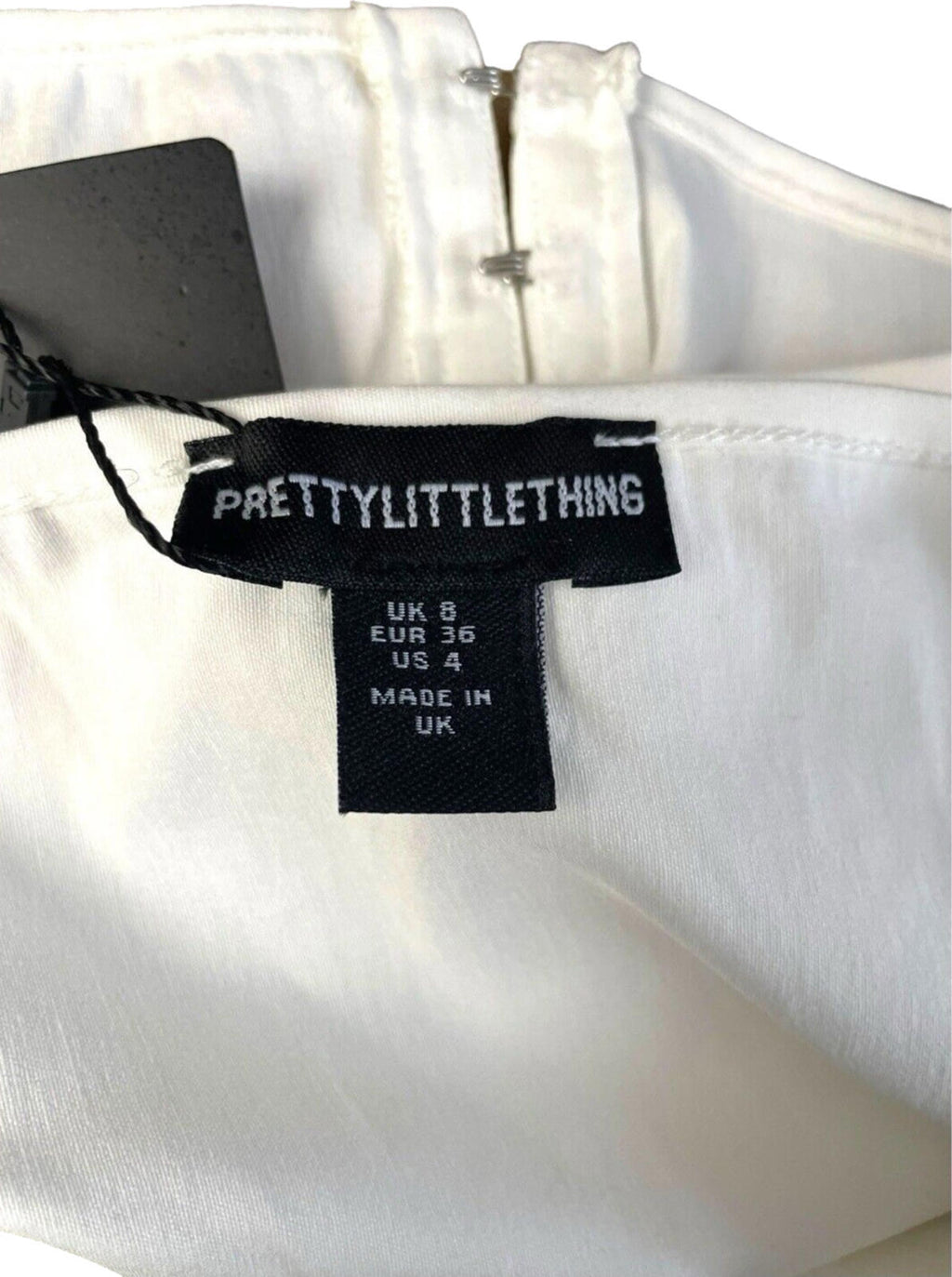 Pretty Little Thing White Vest Top Hook & Loop Front Women's UK Size 8 Stretch