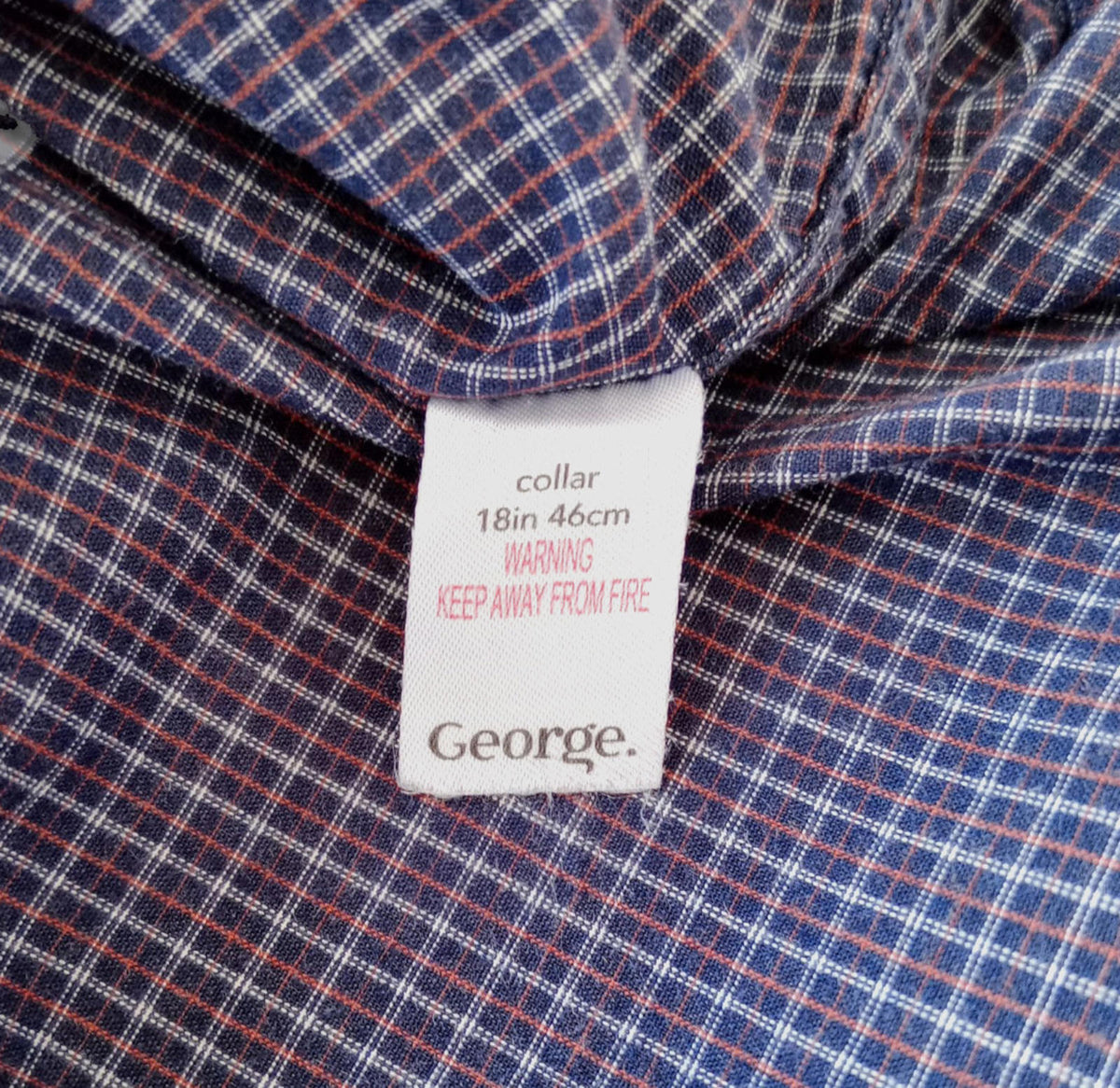 George Shirt Men's UK Size 3XL Long Sleeve Black Check Cotton Blend