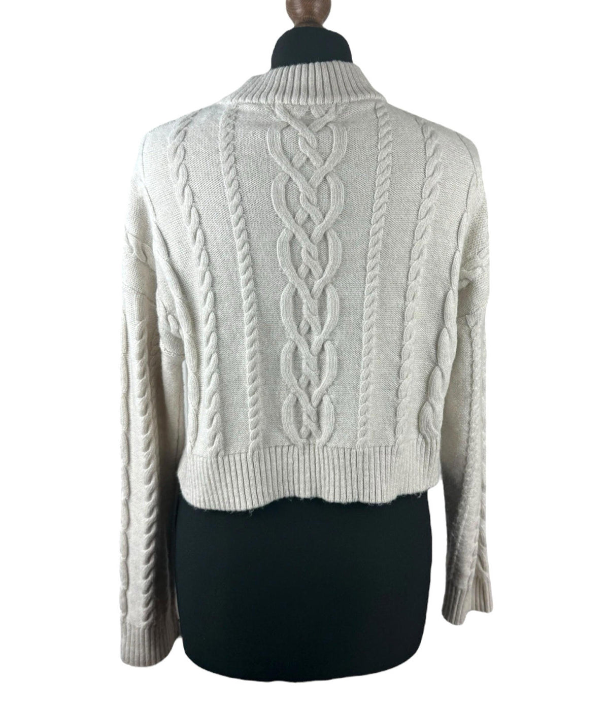 Primark Beige Aran Knit Jumper Cropped Long Sleeve Women's UK Size S