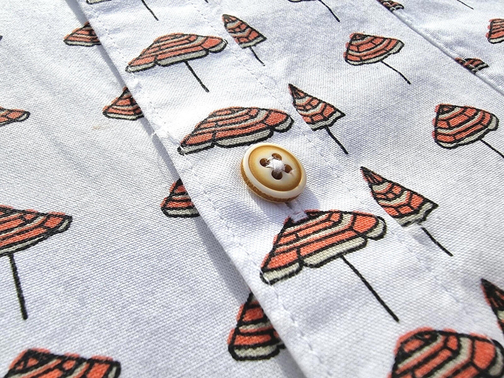 Barney Cools Shirt Short Sleeve Sunbrella Print Shirt White Men's UK Size M