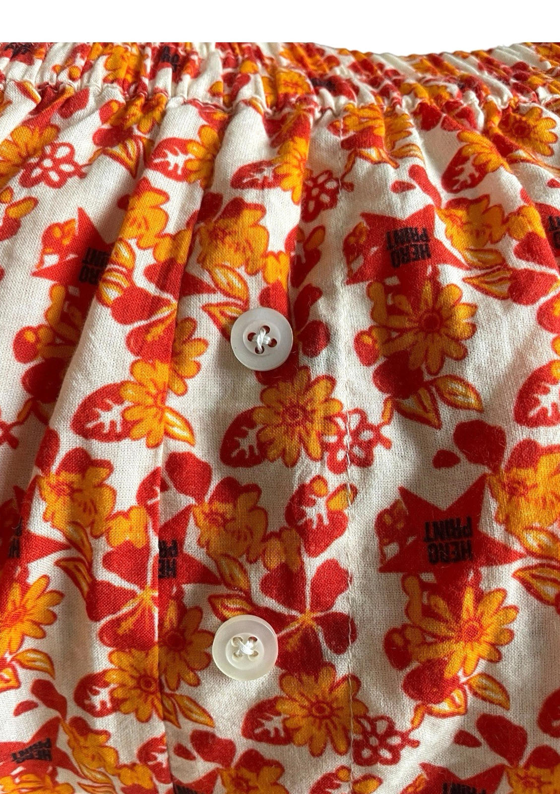 Bright Orange Floral Shorts High Waist Women's UK Size S