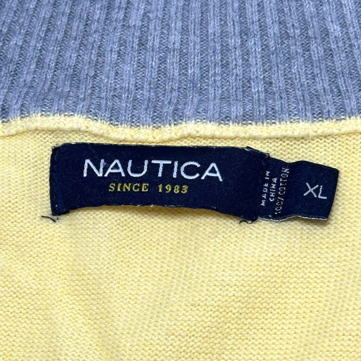 Nautica Knit Jumper Men's UK Size XL Yellow Long Sleeve 1/4 Zip Embroidered Logo