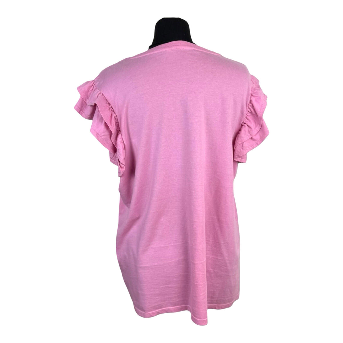 George Cotton T-Shirt Pink Women’s UK Size 20 Round Neck Frill Sleeve Detail