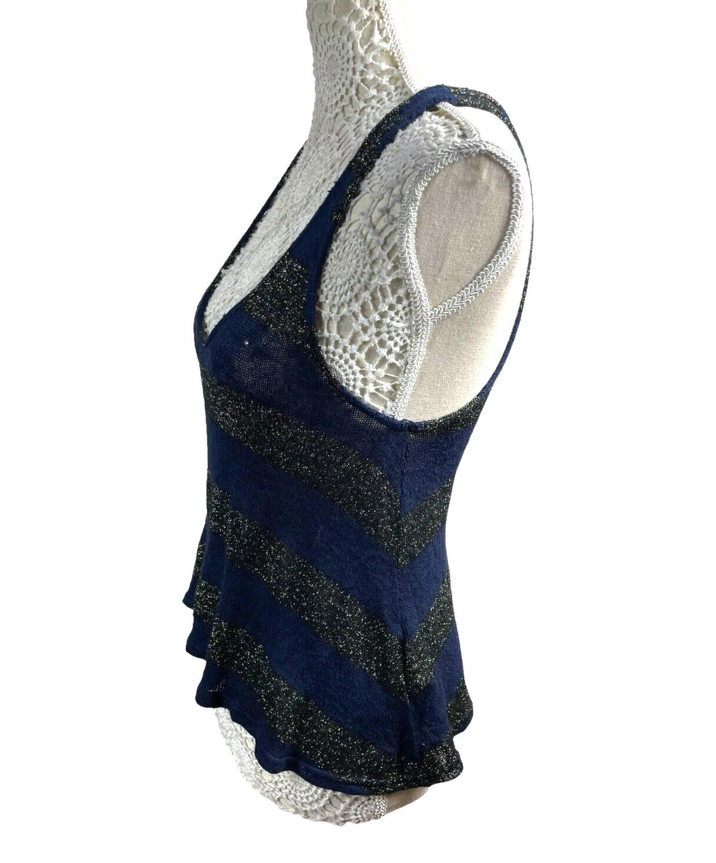 New Look Knit Tank Top Glitter Stripe Detail Women's UK Size 8