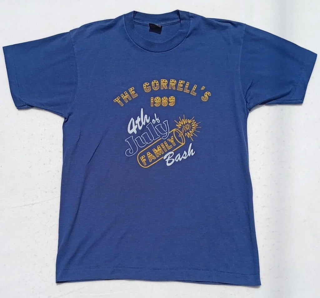 Screen Stars Best T Shirt Men's UK Size L Blue Graphic Print 4th July American