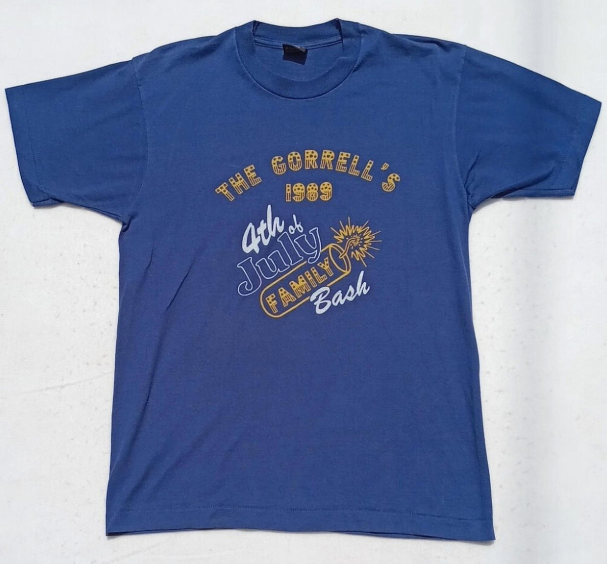 Screen Stars Best T Shirt Men's UK Size L Blue Graphic Print 4th July American