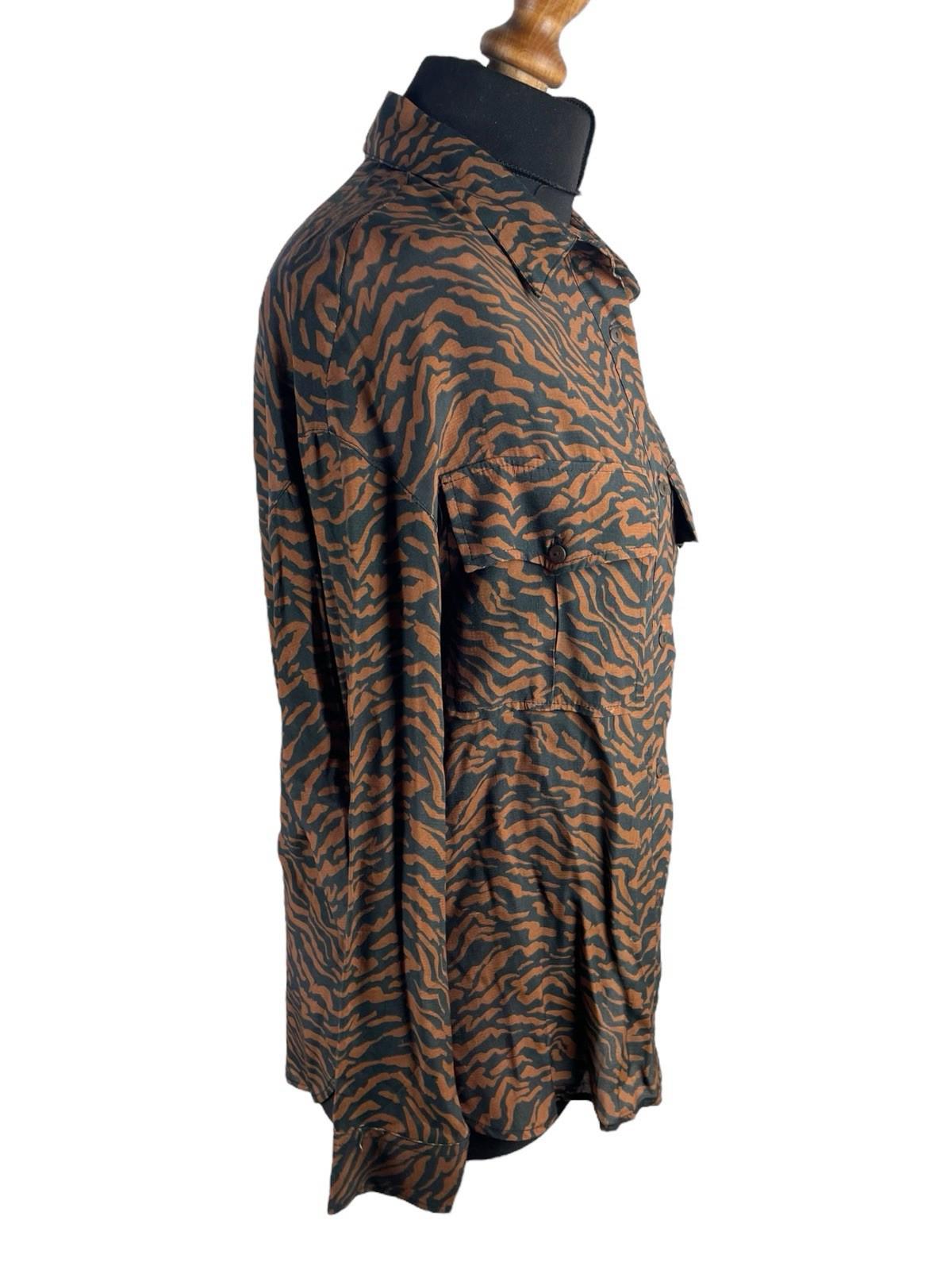 Pull&Bear Animal Print Shirt Blouse Collared Relaxed Fit Women's UK Size S
